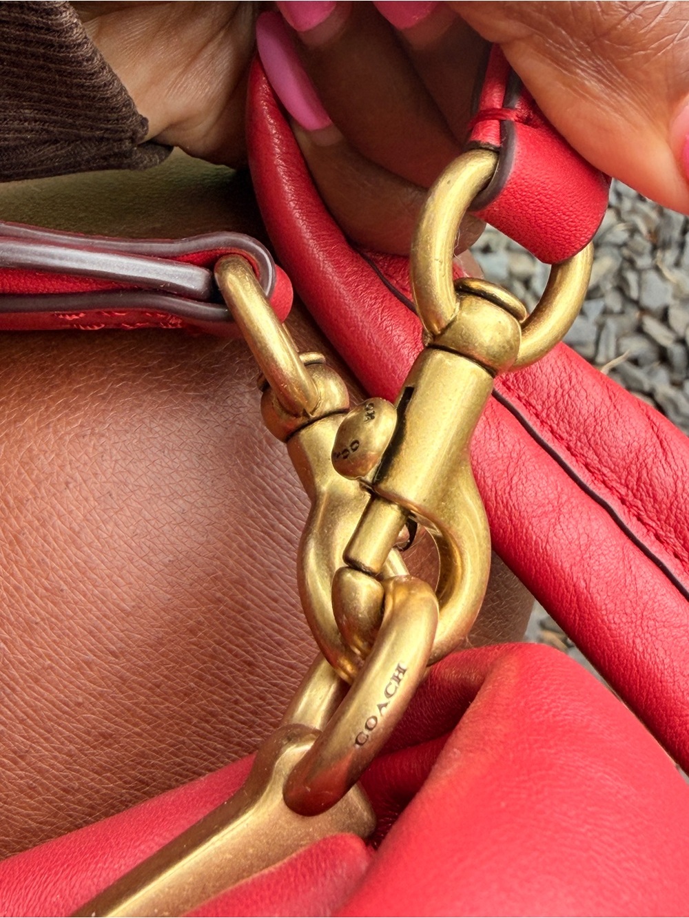 Coach Red Leather Mini Shoulder Bag with 'C' Hardware - Picture 5 of 9